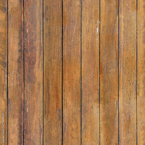 seamless texture, solid wooden narrow boards old with shabby brown paint, vertical pattern