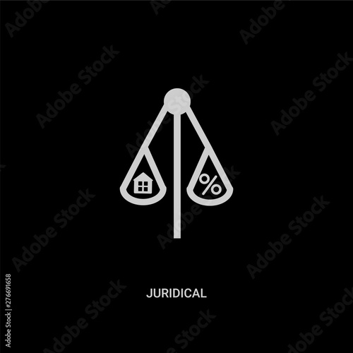 white juridical vector icon on black background. modern flat juridical from real estate concept vector sign symbol can be use for web, mobile and logo.
