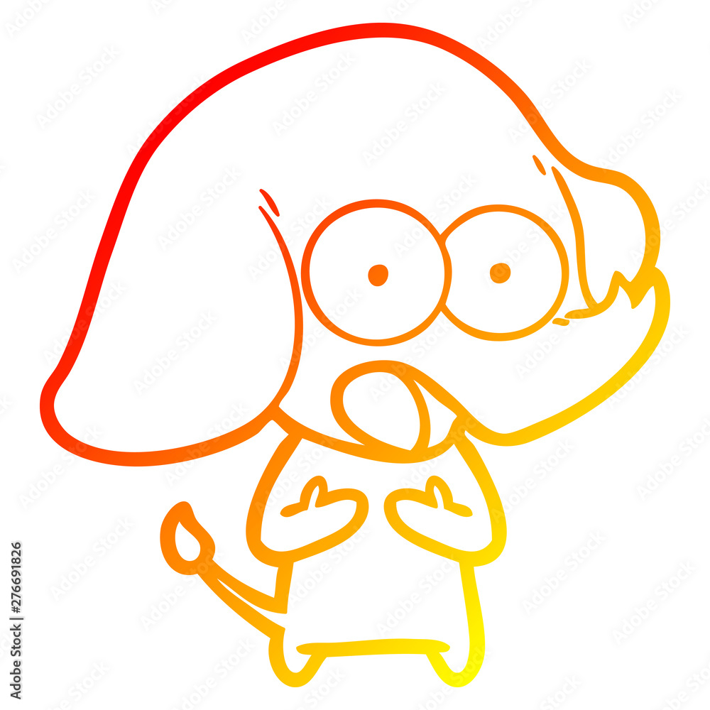 Obraz premium warm gradient line drawing cute cartoon elephant