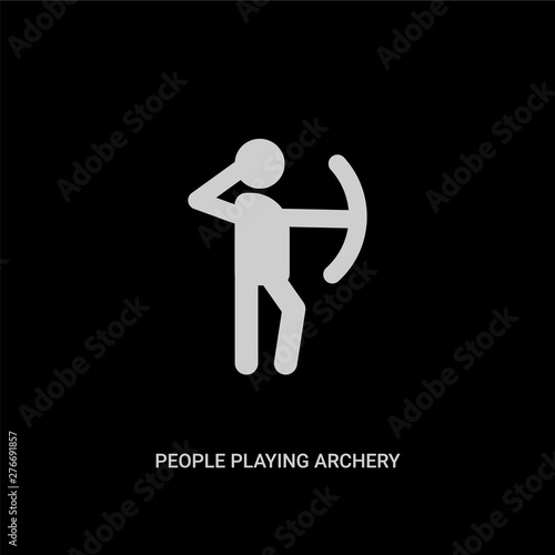 white people playing archery vector icon on black background. modern flat people playing archery from recreational games concept vector sign symbol can be use for web, mobile and logo.