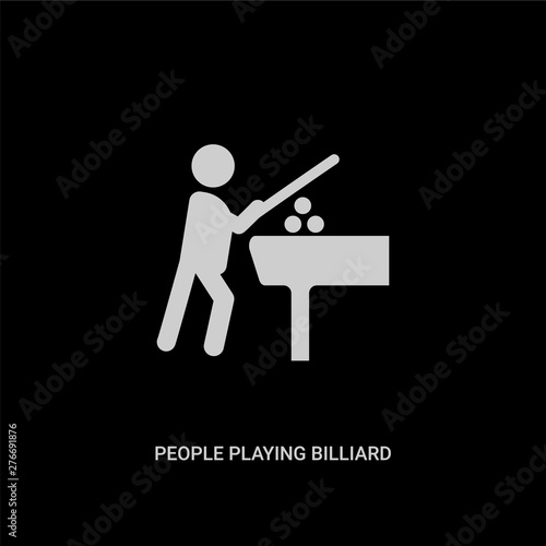 white people playing billiard vector icon on black background. modern flat people playing billiard from recreational games concept vector sign symbol can be use for web, mobile and logo.