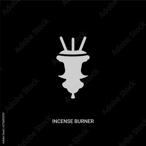 white incense burner vector icon on black background. modern flat incense burner from religion concept vector sign symbol can be use for web, mobile and logo.