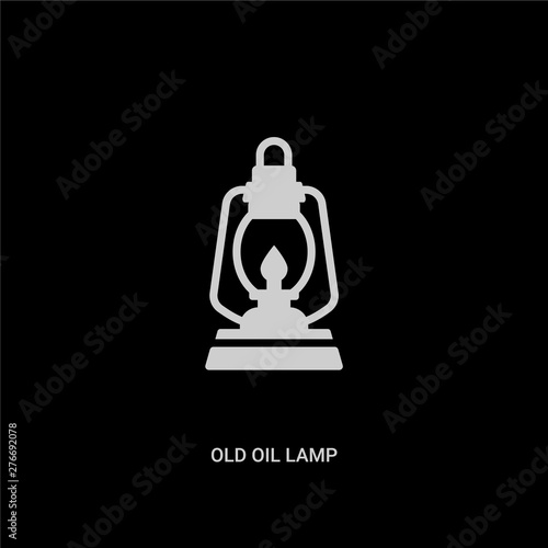 white old oil lamp vector icon on black background. modern flat old oil lamp from religion concept vector sign symbol can be use for web, mobile and logo.