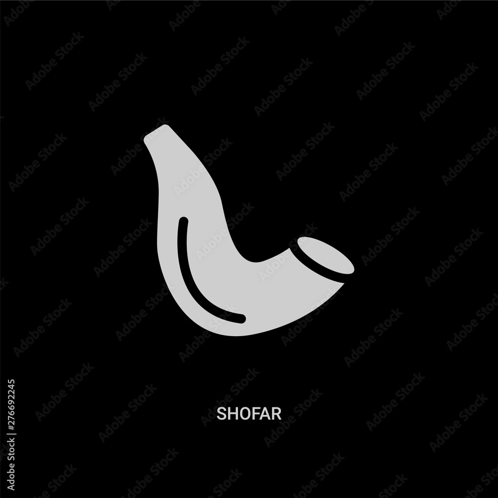 white shofar vector icon on black background. modern flat shofar from religion concept vector sign symbol can be use for web, mobile and logo. white shofar vector icon on black background. modern flat shofar from religion concept vector sign symbol can be use for web, mobile and logo.
