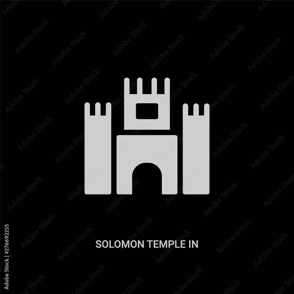 white solomon temple in jerusalem vector icon on black background. modern flat solomon temple in jerusalem from religion concept vector sign symbol can be use for web, mobile and logo.