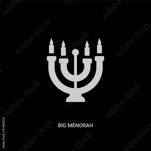 white big menorah vector icon on black background. modern flat big menorah from religion concept vector sign symbol can be use for web, mobile and logo.