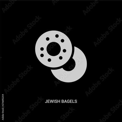 white jewish bagels vector icon on black background. modern flat jewish bagels from religion concept vector sign symbol can be use for web, mobile and logo.