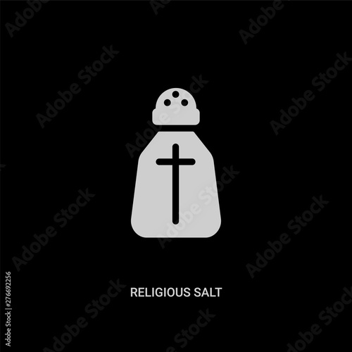 white religious salt vector icon on black background. modern flat religious salt from religion concept vector sign symbol can be use for web, mobile and logo.