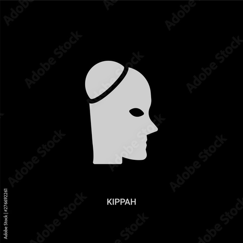 white kippah vector icon on black background. modern flat kippah from religion concept vector sign symbol can be use for web, mobile and logo.