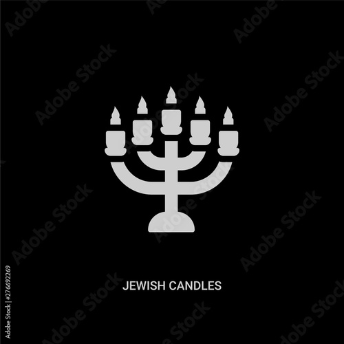 white jewish candles vector icon on black background. modern flat jewish candles from religion concept vector sign symbol can be use for web, mobile and logo.