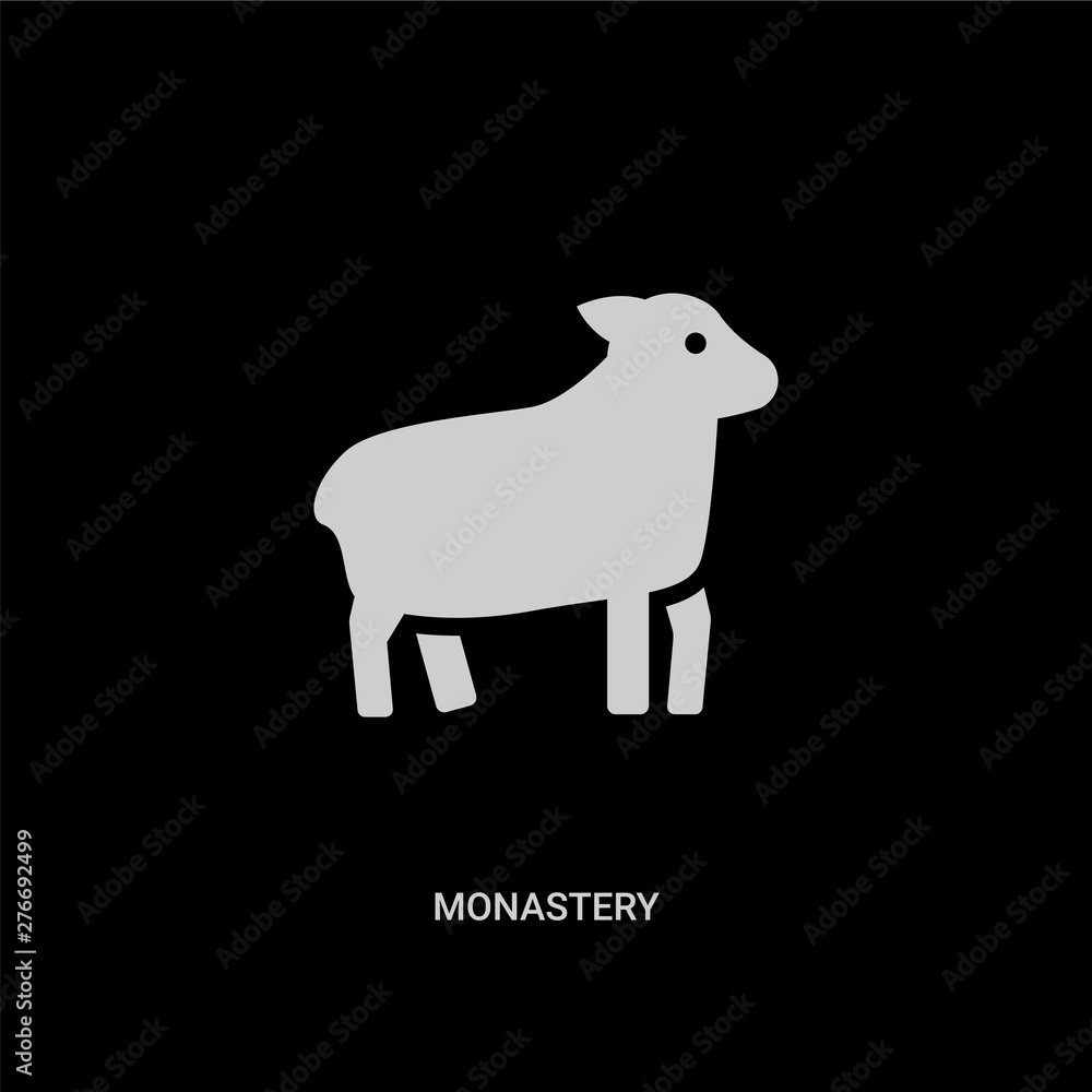 white monastery vector icon on black background. modern flat monastery from religion concept vector sign symbol can be use for web, mobile and logo.