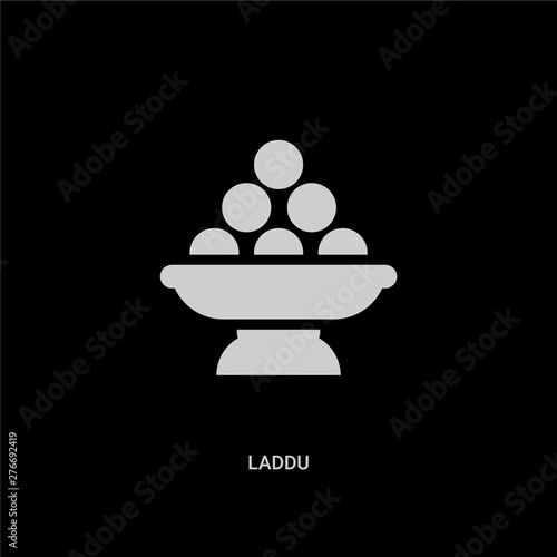 white laddu vector icon on black background. modern flat laddu from religion concept vector sign symbol can be use for web, mobile and logo.