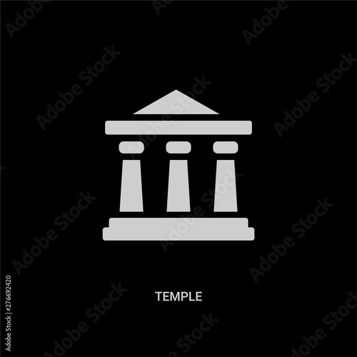 white temple vector icon on black background. modern flat temple from religion concept vector sign symbol can be use for web, mobile and logo.