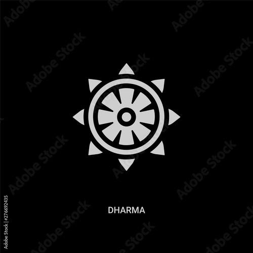 white dharma vector icon on black background. modern flat dharma from religion concept vector sign symbol can be use for web, mobile and logo.