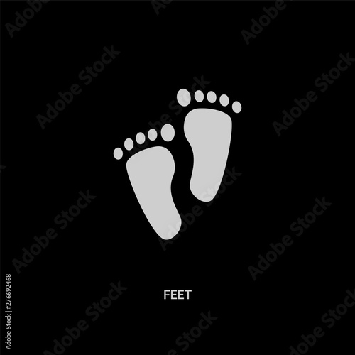 white feet vector icon on black background. modern flat feet from religion concept vector sign symbol can be use for web, mobile and logo.