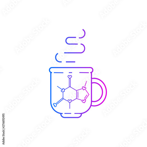 Cup of coffee with caffeine chemical formula