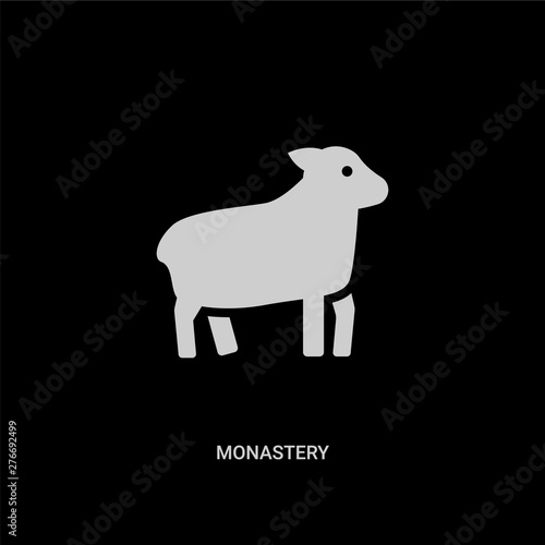 white monastery vector icon on black background. modern flat monastery from religion concept vector sign symbol can be use for web  mobile and logo.