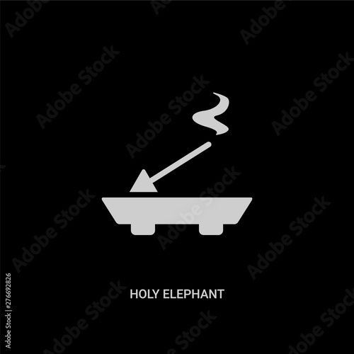 white holy elephant vector icon on black background. modern flat holy elephant from religion concept vector sign symbol can be use for web, mobile and logo.