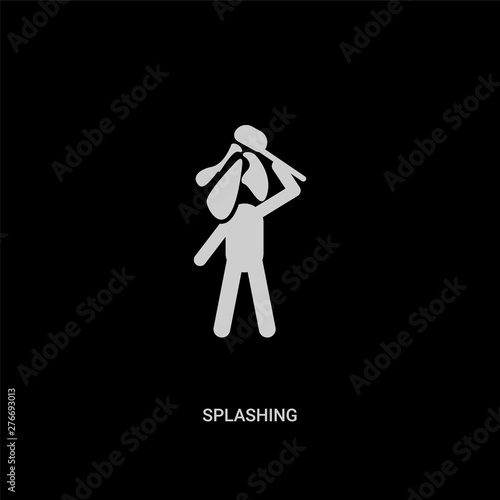 white splashing vector icon on black background. modern flat splashing from sauna concept vector sign symbol can be use for web, mobile and logo.