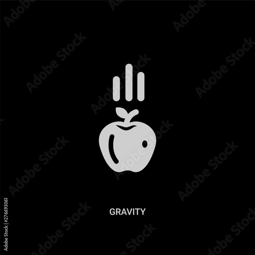 white gravity vector icon on black background. modern flat gravity from science concept vector sign symbol can be use for web, mobile and logo.