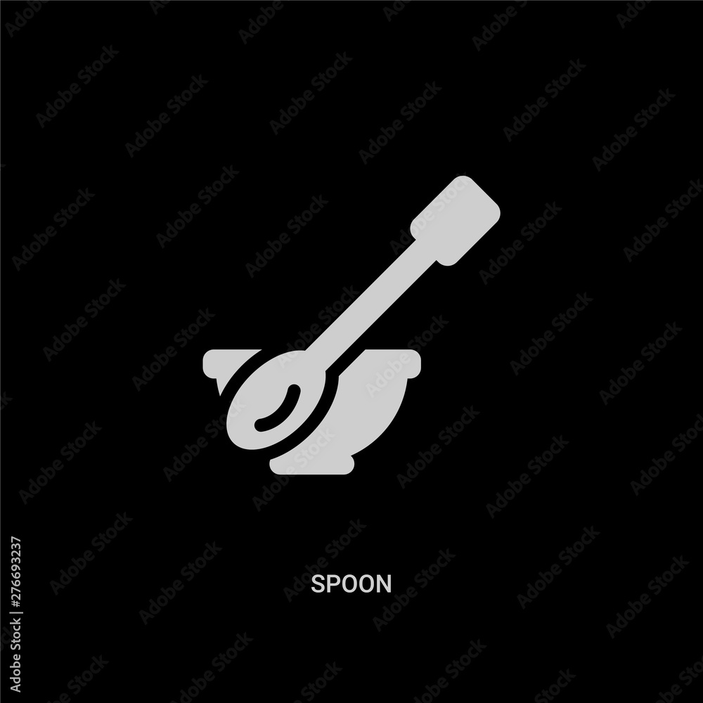 white spoon vector icon on black background. modern flat spoon from science concept vector sign symbol can be use for web, mobile and logo. white spoon vector icon on black background. modern flat spoon from science concept vector sign symbol can be use for web, mobile and logo.