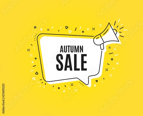 Autumn Sale. Megaphone banner. Special offer price sign. Advertising Discounts symbol. Loudspeaker with speech bubble. Autumn sale sign. Marketing and advertising tag. Vector
