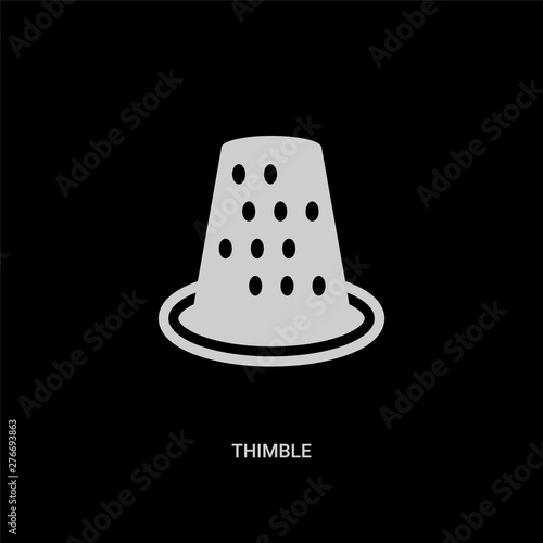 white thimble vector icon on black background. modern flat thimble from sew concept vector sign symbol can be use for web, mobile and logo.