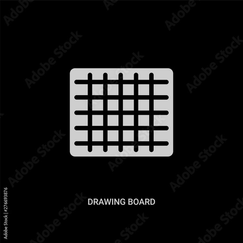 white drawing board vector icon on black background. modern flat drawing board from sew concept vector sign symbol can be use for web, mobile and logo.