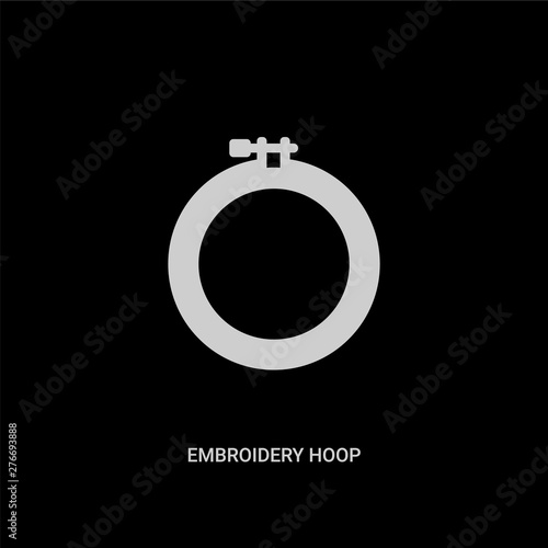 white embroidery hoop vector icon on black background. modern flat embroidery hoop from sew concept vector sign symbol can be use for web, mobile and logo.