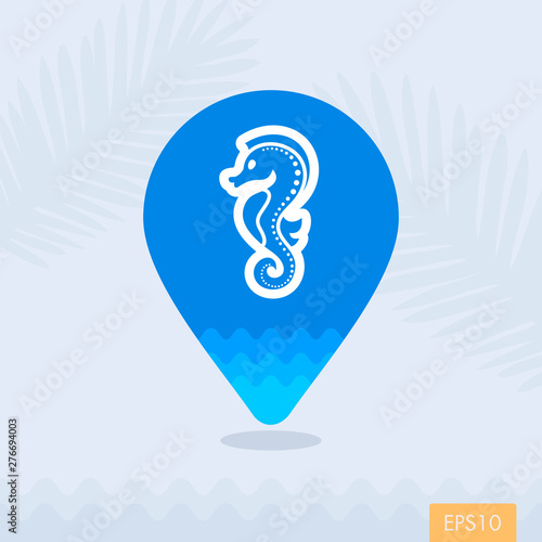 Sea Horse pin map icon. Summer. Vacation