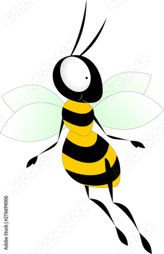 funny bee in yellow and black stripes with a mustache