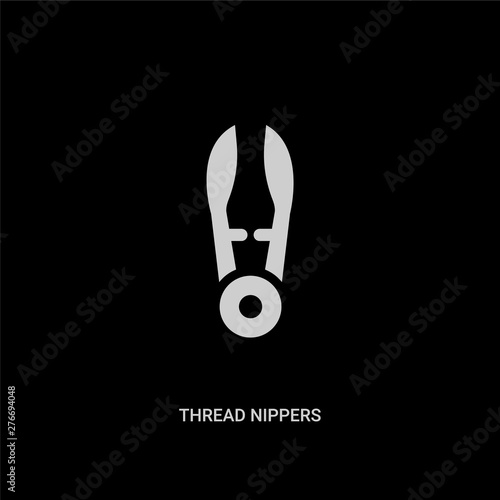 white thread nippers vector icon on black background. modern flat thread nippers from sew concept vector sign symbol can be use for web, mobile and logo.
