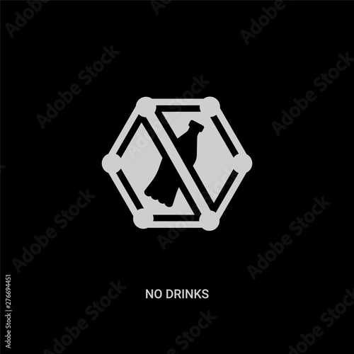 white no drinks vector icon on black background. modern flat no drinks from signs concept vector sign symbol can be use for web, mobile and logo.