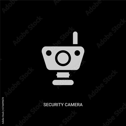white security camera vector icon on black background. modern flat security camera from smart home concept vector sign symbol can be use for web, mobile and logo.