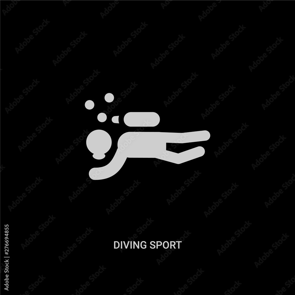 white diving sport vector icon on black background. modern flat diving sport from sport concept vector sign symbol can be use for web, mobile and logo. white diving sport vector icon on black background. modern flat diving sport from sport concept vector sign symbol can be use for web, mobile and logo.
