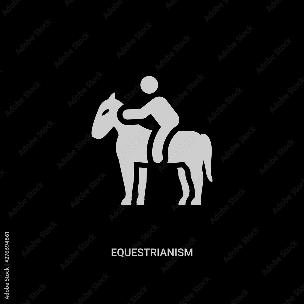 white equestrianism vector icon on black background. modern flat equestrianism from sport concept vector sign symbol can be use for web, mobile and logo. white equestrianism vector icon on black background. modern flat equestrianism from sport concept vector sign symbol can be use for web, mobile and logo.