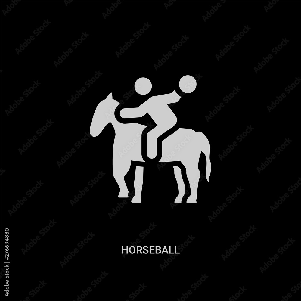 white horseball vector icon on black background. modern flat horseball from sport concept vector sign symbol can be use for web, mobile and logo. white horseball vector icon on black background. modern flat horseball from sport concept vector sign symbol can be use for web, mobile and logo.