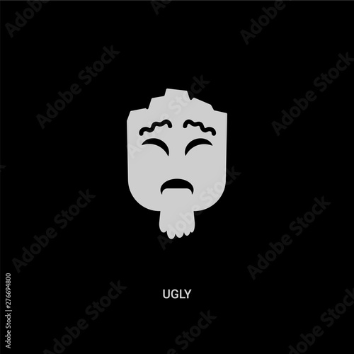 white ugly vector icon on black background. modern flat ugly from smiles concept vector sign symbol can be use for web, mobile and logo.