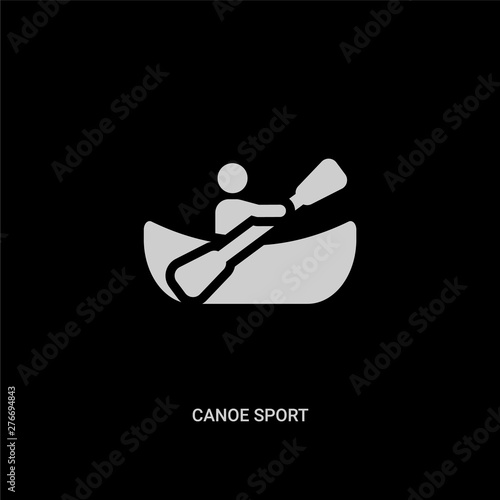 white canoe sport vector icon on black background. modern flat canoe sport from sport concept vector sign symbol can be use for web, mobile and logo.