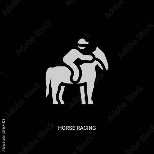 white horse racing vector icon on black background. modern flat horse racing from sport concept vector sign symbol can be use for web, mobile and logo.