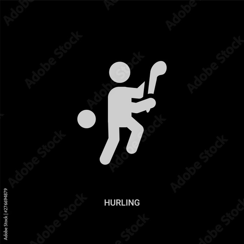 white hurling vector icon on black background. modern flat hurling from sport concept vector sign symbol can be use for web, mobile and logo. © Meth Mehr