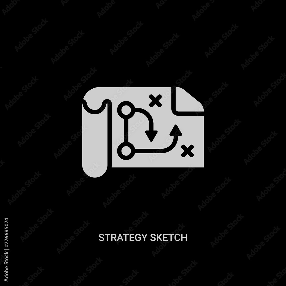 white strategy sketch vector icon on black background. modern flat strategy sketch from startup stategy and concept vector sign symbol can be use for web, mobile and logo. white strategy sketch vector icon on black background. modern flat strategy sketch from startup stategy and concept vector sign symbol can be use for web, mobile and logo.