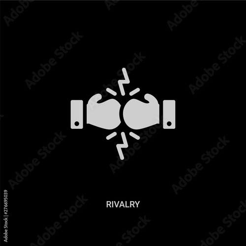 white rivalry vector icon on black background. modern flat rivalry from startup stategy and concept vector sign symbol can be use for web, mobile and logo.