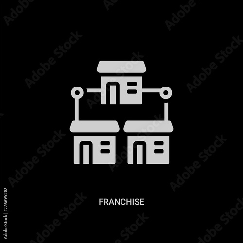 white franchise vector icon on black background. modern flat franchise from startup stategy and concept vector sign symbol can be use for web, mobile and logo.