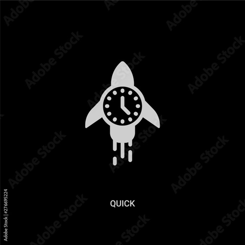 white quick vector icon on black background. modern flat quick from startup stategy and concept vector sign symbol can be use for web, mobile and logo.