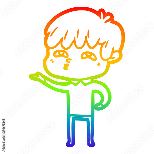 rainbow gradient line drawing cartoon curious man