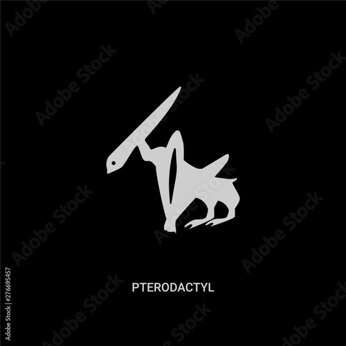 white pterodactyl vector icon on black background. modern flat pterodactyl from stone age concept vector sign symbol can be use for web, mobile and logo.