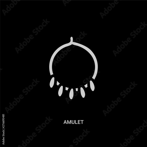 white amulet vector icon on black background. modern flat amulet from stone age concept vector sign symbol can be use for web, mobile and logo.
