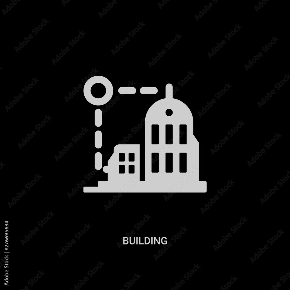 white building vector icon on black background. modern flat building from strategy concept vector sign symbol can be use for web, mobile and logo. white building vector icon on black background. modern flat building from strategy concept vector sign symbol can be use for web, mobile and logo.
