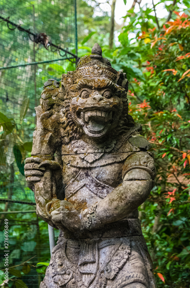 Statue in Hindu temple in Sacred Monkey Forest
